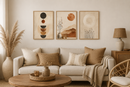 Kit 3 Quadros Boho Abstrato Tons Neutros
