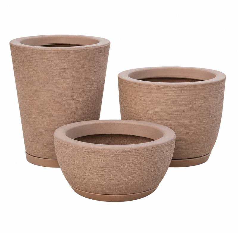 Kit 3 Vasos Escovados Decorativos