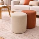Puff Decorativo Redondo em Linho