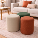 Puff Decorativo Redondo em Linho