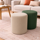Puff Decorativo Redondo em Linho