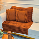 Kit Manta de Tricot Sofá Poltrona 150x100cm Aconchego Decorativa Sala + 2 Capas de Almofadas 45X45cm