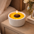 Vela Girassol, Decorativa, Artesanal e Aromática no Pote de Gesso Canelado / Presente Criativo
