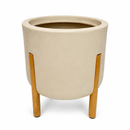 Vaso para planta Nordico P, cilíndrico com pé em madeira design moderno mulher/ mãe