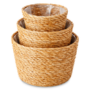Kit Com 3 Vasos Algodão Natural Trio Cachepot Fibra Natural Estilo Vime Decorativo Flores Plantas