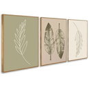 Kit 3 Quadros Folhagem Boho Natural